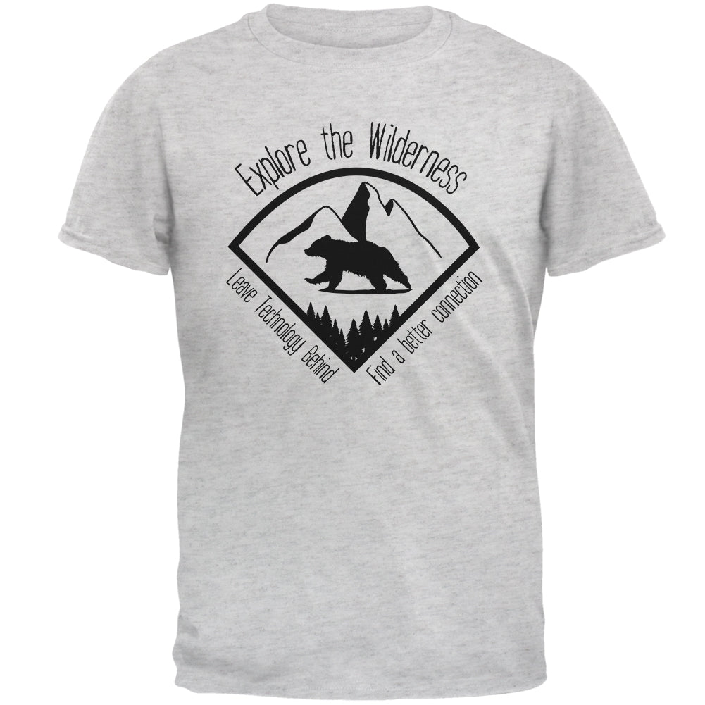 Explore The Wilderness No Wifi Better Connection Mens T Shirt Men's T-Shirts Old Glory 2XL Light Heather Grey 