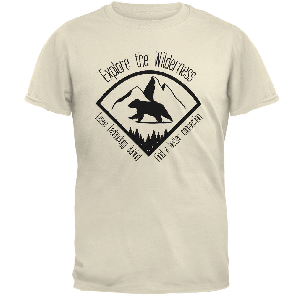 Explore The Wilderness No Wifi Better Connection Mens T Shirt Men's T-Shirts Old Glory 2XL Natural 