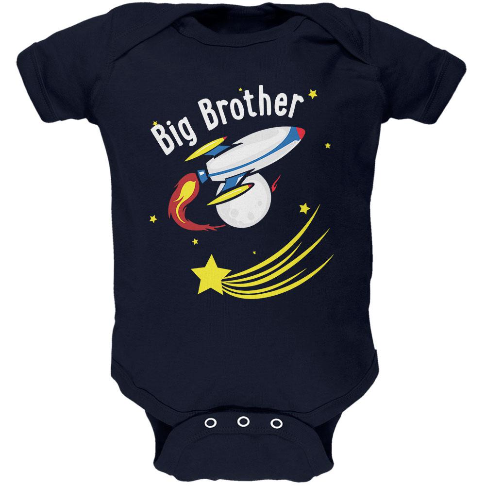 Big Brother Outer Space Rocket Soft Baby One Piece Baby One Piece Old Glory 0-3M Navy 