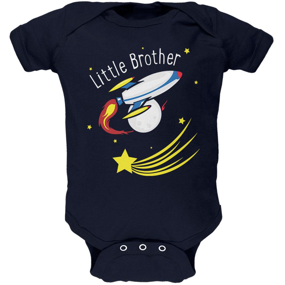 Little Brother Outer Space Rocket Soft Baby One Piece Baby One Piece Old Glory 0-3M Navy 