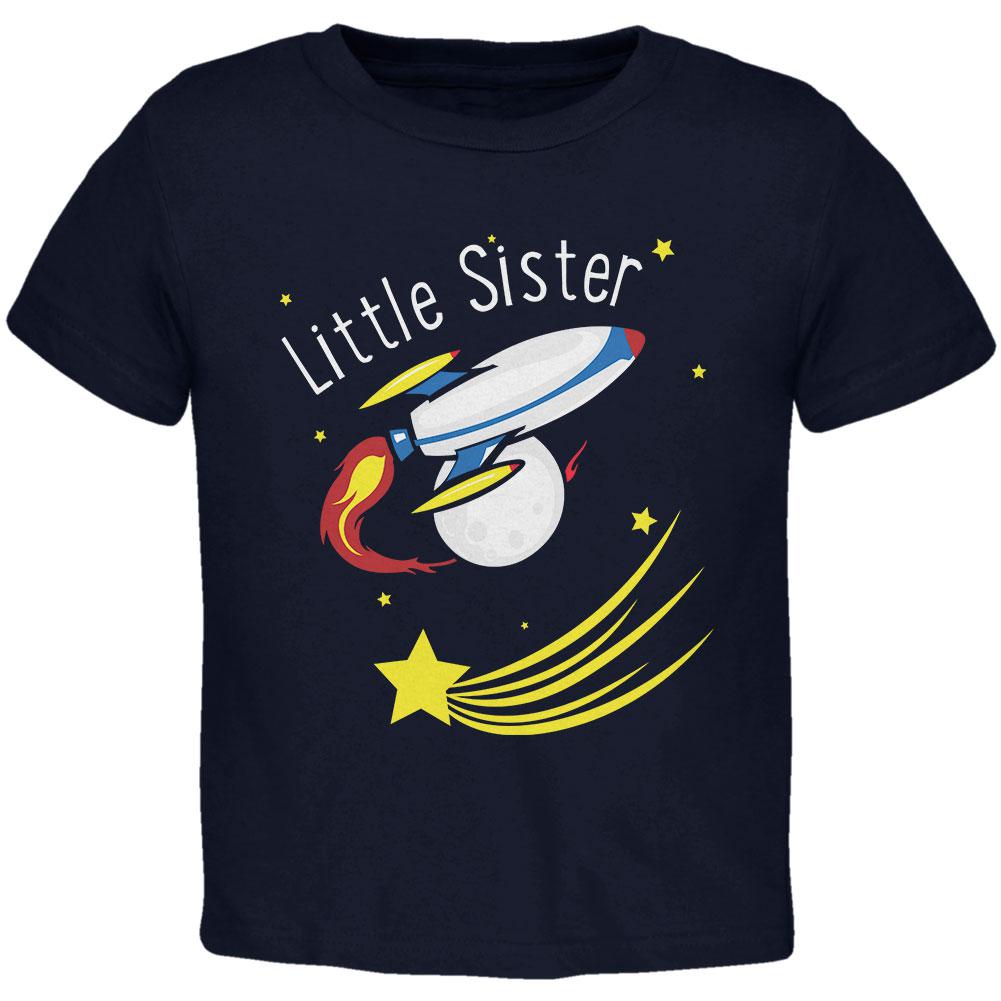 Little Sister Outer Space Rocket Toddler T Shirt Toddler T-Shirts Old Glory 2T Navy 