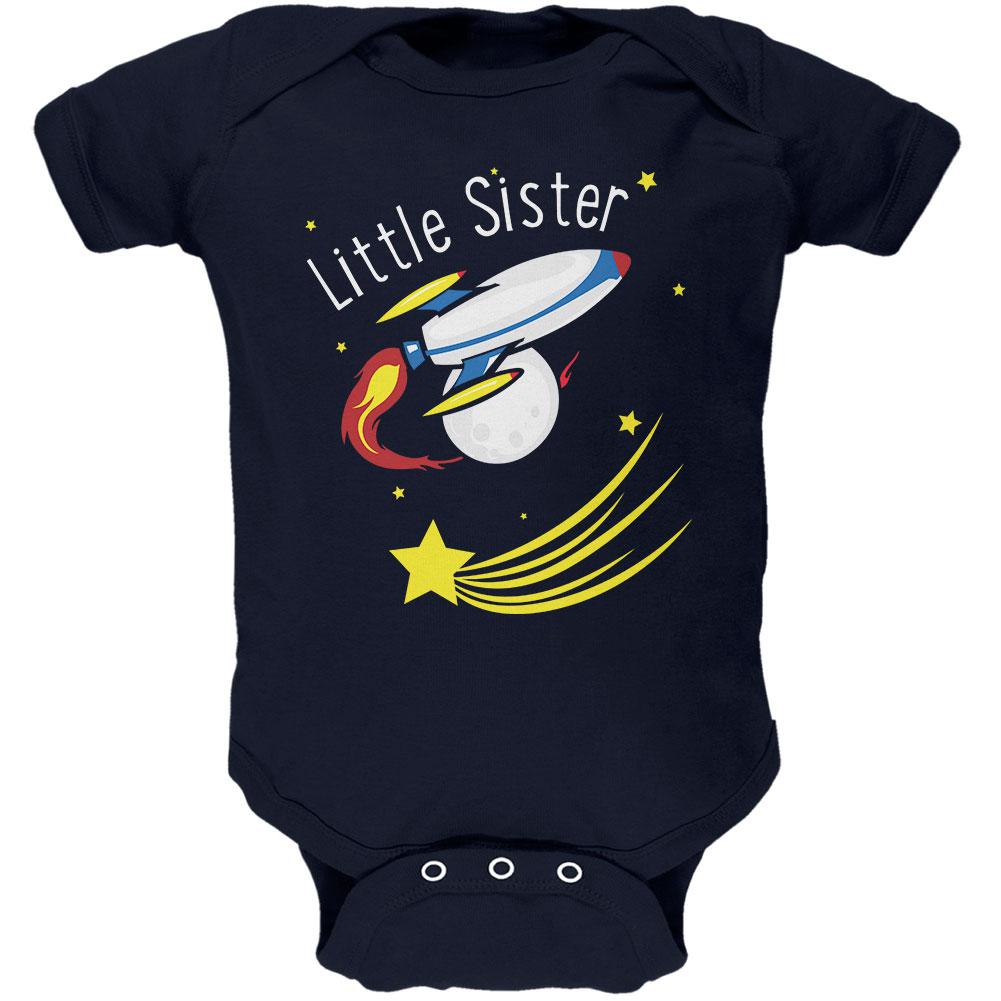 Little Sister Outer Space Rocket Soft Baby One Piece Baby One Piece Old Glory 0-3M Navy 