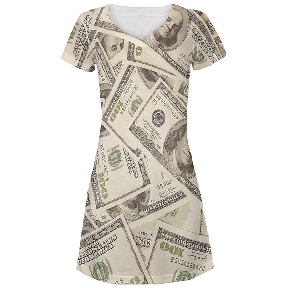 Cash Money All Over Juniors Beach Cover-Up Dress, XL / Multi