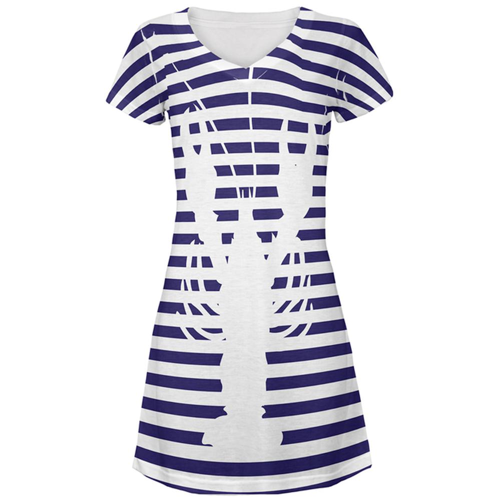 Lobster Navy Nautical Stripes All Over Juniors Beach Cover-Up Dress Juniors Dresses Old Glory MD Multi 