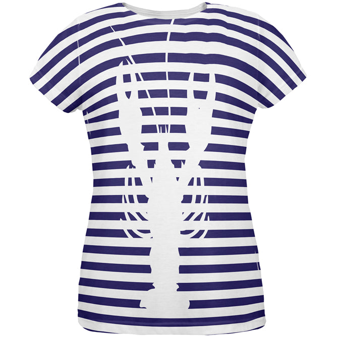 Lobster Navy Nautical Stripes All Over Womens T Shirt Women's T-Shirts Old Glory 2XL Multi 