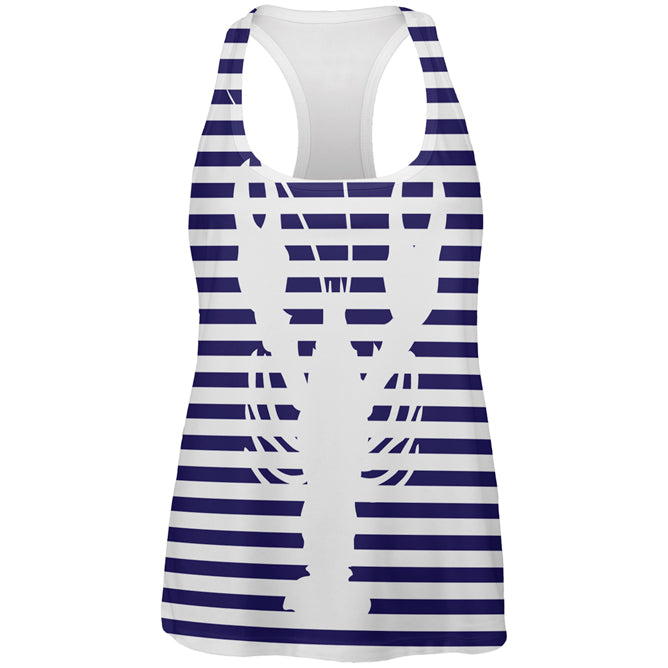 Lobster Navy Nautical Stripes All Over Womens Work Out Tank Top Women's Tank Tops Old Glory 2XL Multi 