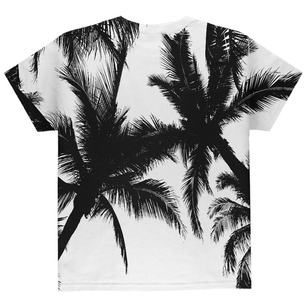 Black And White Palm Tree Silhouette All Over Youth T Shirt Youth T-Shirts Old Glory   