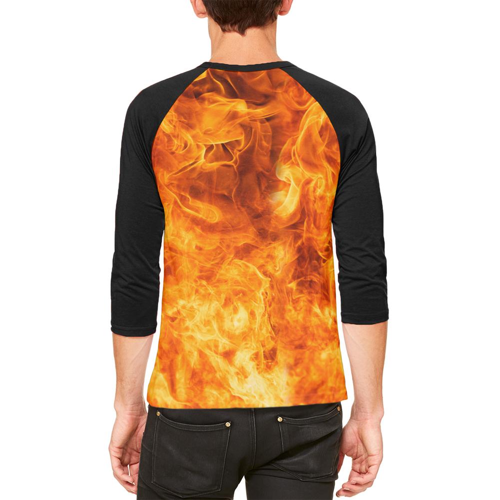 Flames Fire Mens Raglan T Shirt Men's T-Shirts Old Glory   