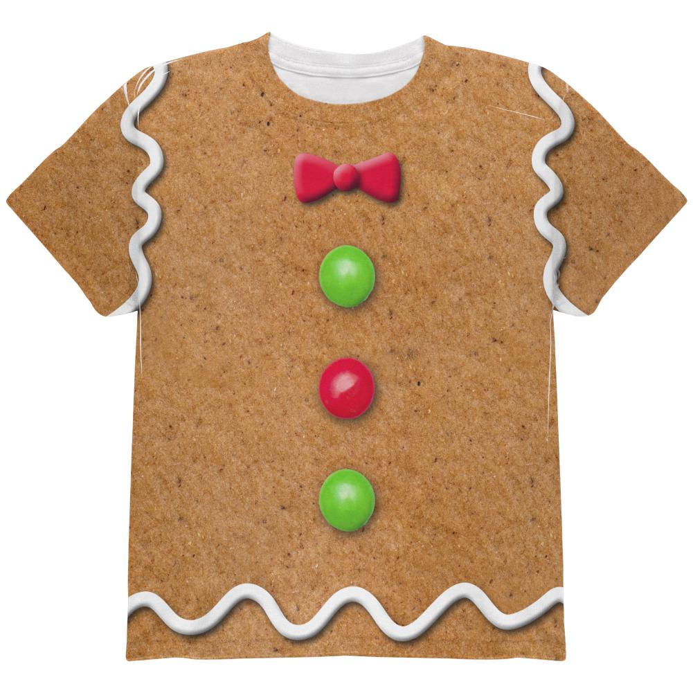 Gingerbread Man Costume All Over Youth T Shirt Youth T-Shirts Old Glory LG Multi 