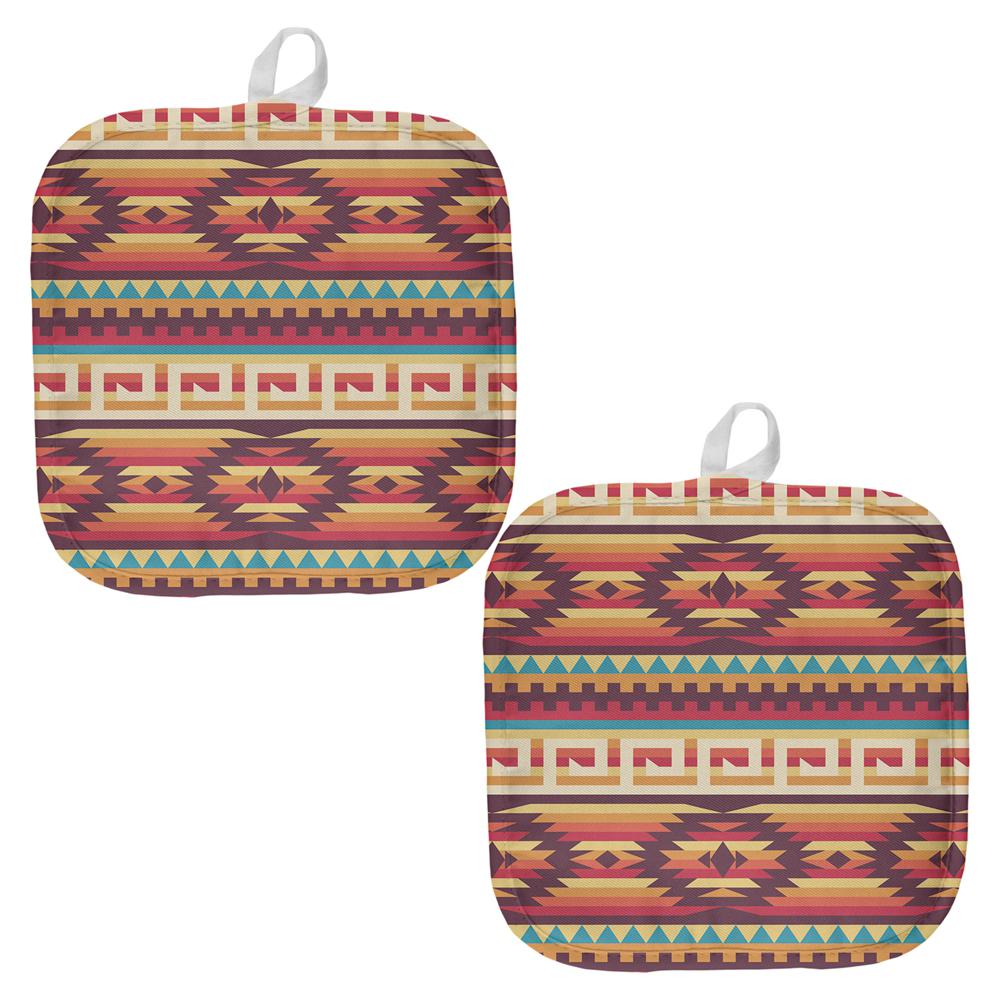 Native American Pattern All Over Pot Holder (Set of 2) Pot Holders Old Glory OS Multi 