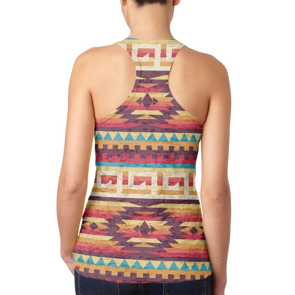 Native American Pattern Juniors Burnout Racerback Tank Top Juniors Tank Tops Old Glory   