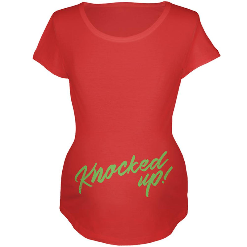 Knocked Up Funny Script Maternity Soft T Shirt Maternity T-Shirts Old Glory 2XL Red 