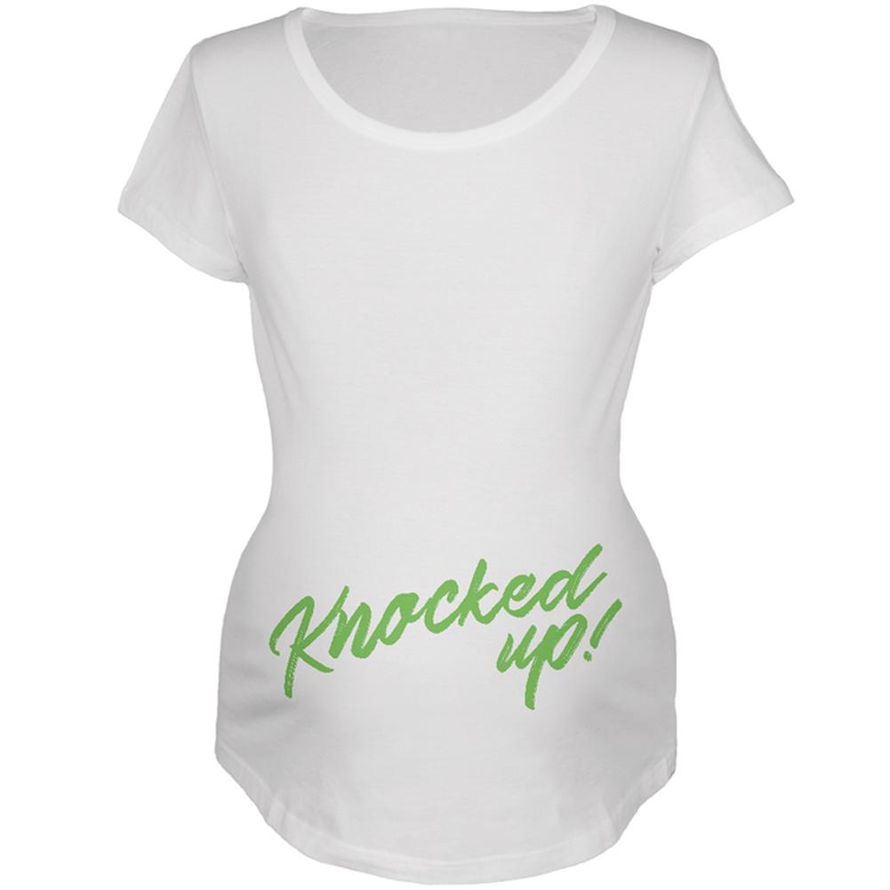 Knocked Up Funny Script Maternity Soft T Shirt Maternity T-Shirts Old Glory 2XL White 