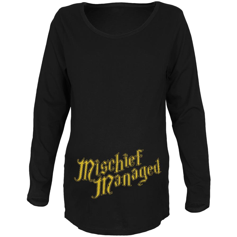 Mischief Managed Funny Maternity Soft Long Sleeve T Shirt Maternity Long Sleeve T-Shirts Old Glory 2XL Black 