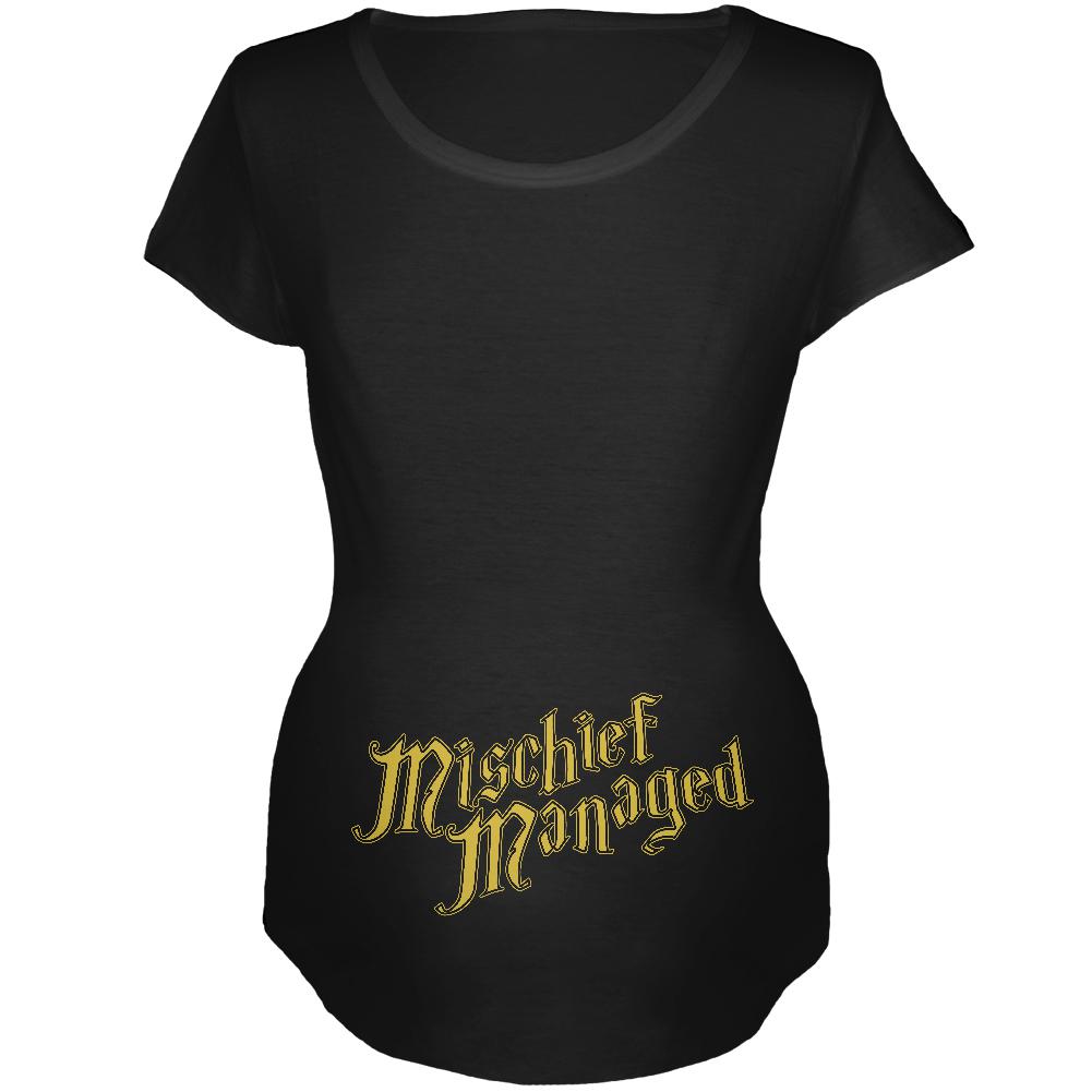 Mischief Managed Funny Maternity Soft T Shirt Maternity T-Shirts Old Glory 2XL Black 