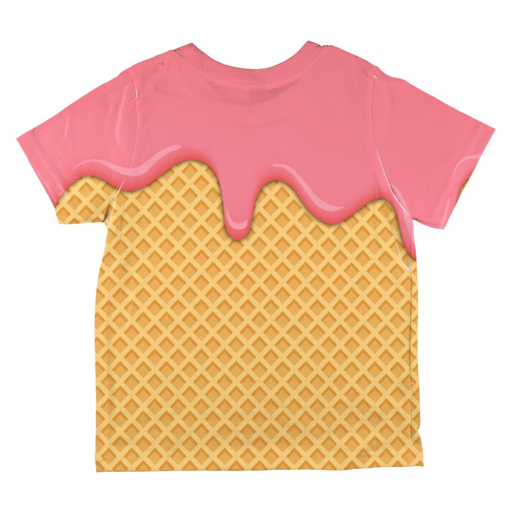 Strawberry Pink Melting Ice Cream Cone All Over Toddler T Shirt Toddler T-Shirts Old Glory   