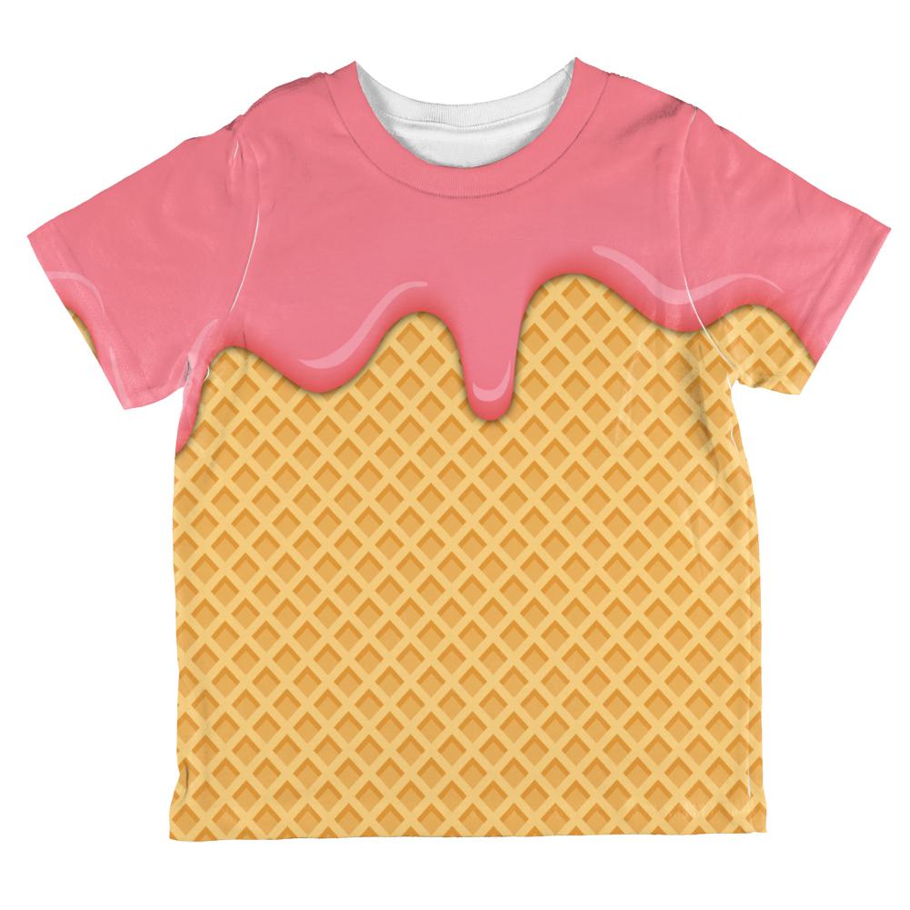 Strawberry Pink Melting Ice Cream Cone All Over Toddler T Shirt Toddler T-Shirts Old Glory 2T Multi 