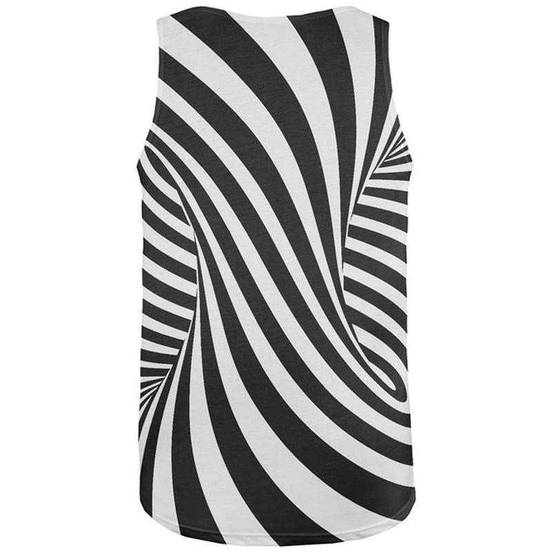 Trippy Black And White Swirl All Over Mens Tank Top Men's Tank Tops Old Glory   