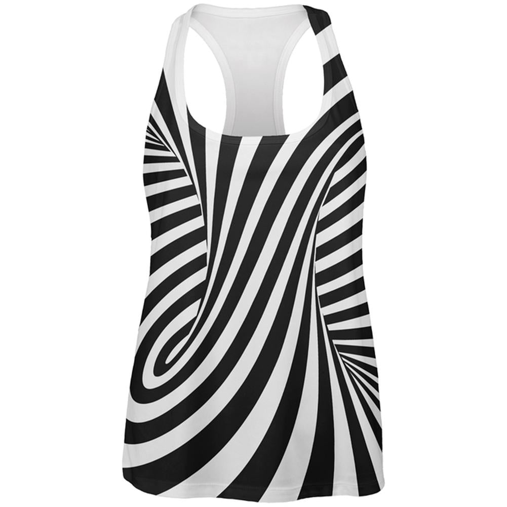 Trippy Black And White Swirl All Over Womens Work Out Tank Top Women's Tank Tops Old Glory 2XL Multi 