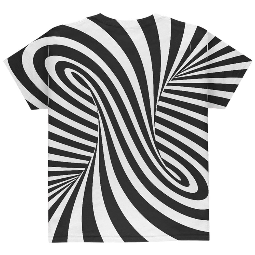 Trippy Black And White Swirl All Over Youth T Shirt Youth T-Shirts Old Glory   