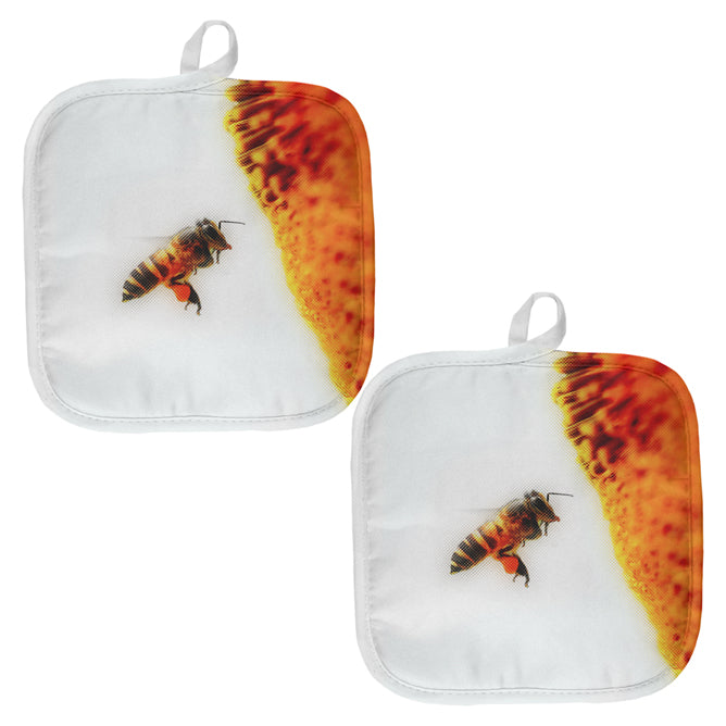 Honey Bee in Flight All Over Pot Holder (Set of 2) Pot Holders global OS Multi 