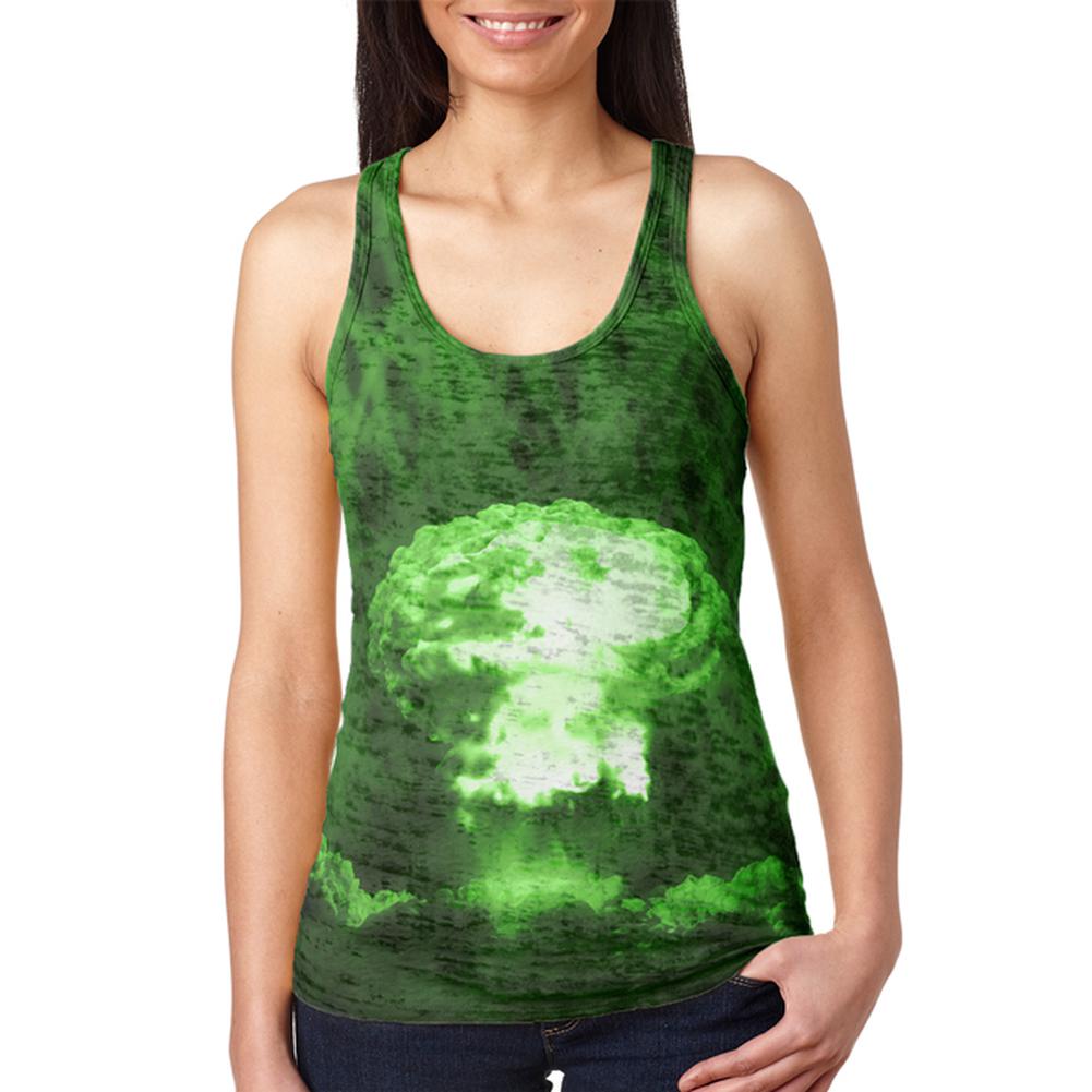 Gamma Radiation Atomic Explosion Juniors Burnout Racerback Tank Top Juniors Tank Tops Old Glory 2XL Multi 