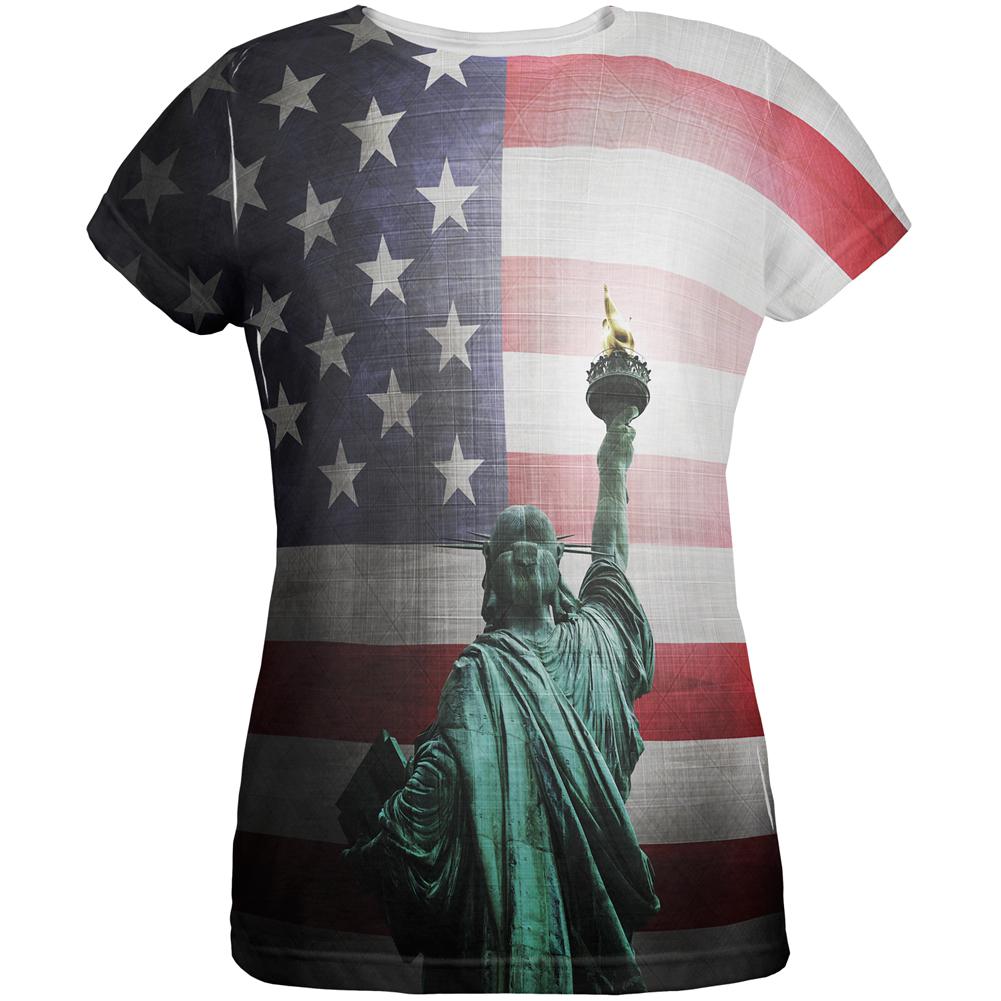 4th of July Let Lady Liberty Light the Way All Over Womens T Shirt Women's T-Shirts Old Glory 2XL Multi 