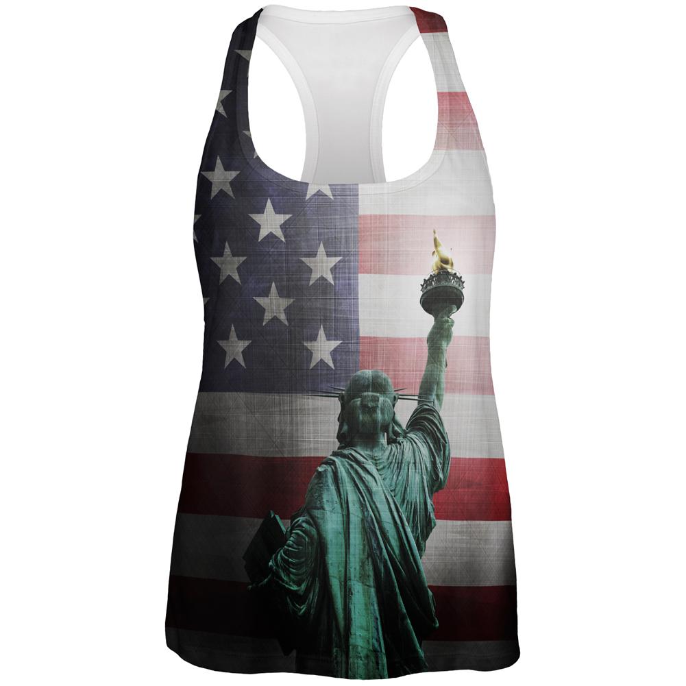 4th of July Let Lady Liberty Light the Way All Over Womens Work Out Tank Top Women's Tank Tops Old Glory 2XL Multi 