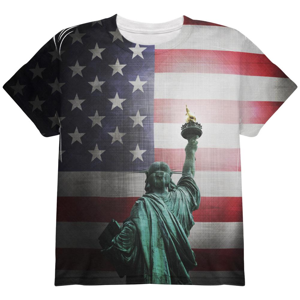 4th of July Let Lady Liberty Light the Way All Over Youth T Shirt Youth T-Shirts Old Glory LG Multi 