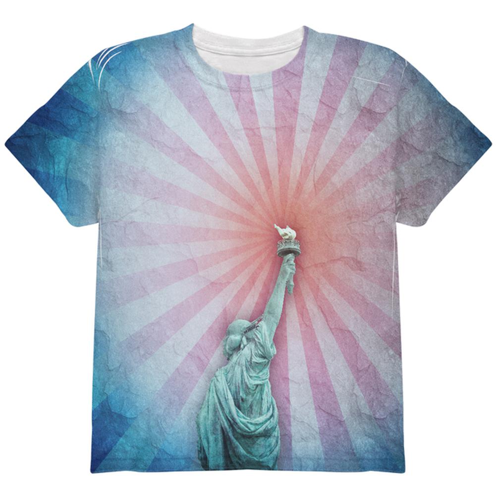 4th of July Spirit Of Liberty Statue All Over Youth T Shirt Youth T-Shirts Old Glory LG Multi 