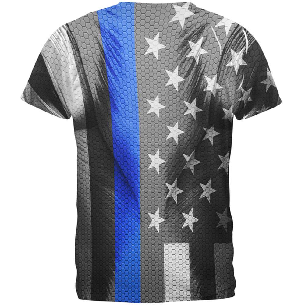 Halloween Thin Blue Line Superhero Costume All Over Mens T Shirt Men's T-Shirts Old Glory   