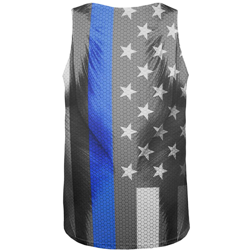 Halloween Thin Blue Line Superhero Costume All Over Mens Tank Top Men's Tank Tops Old Glory   