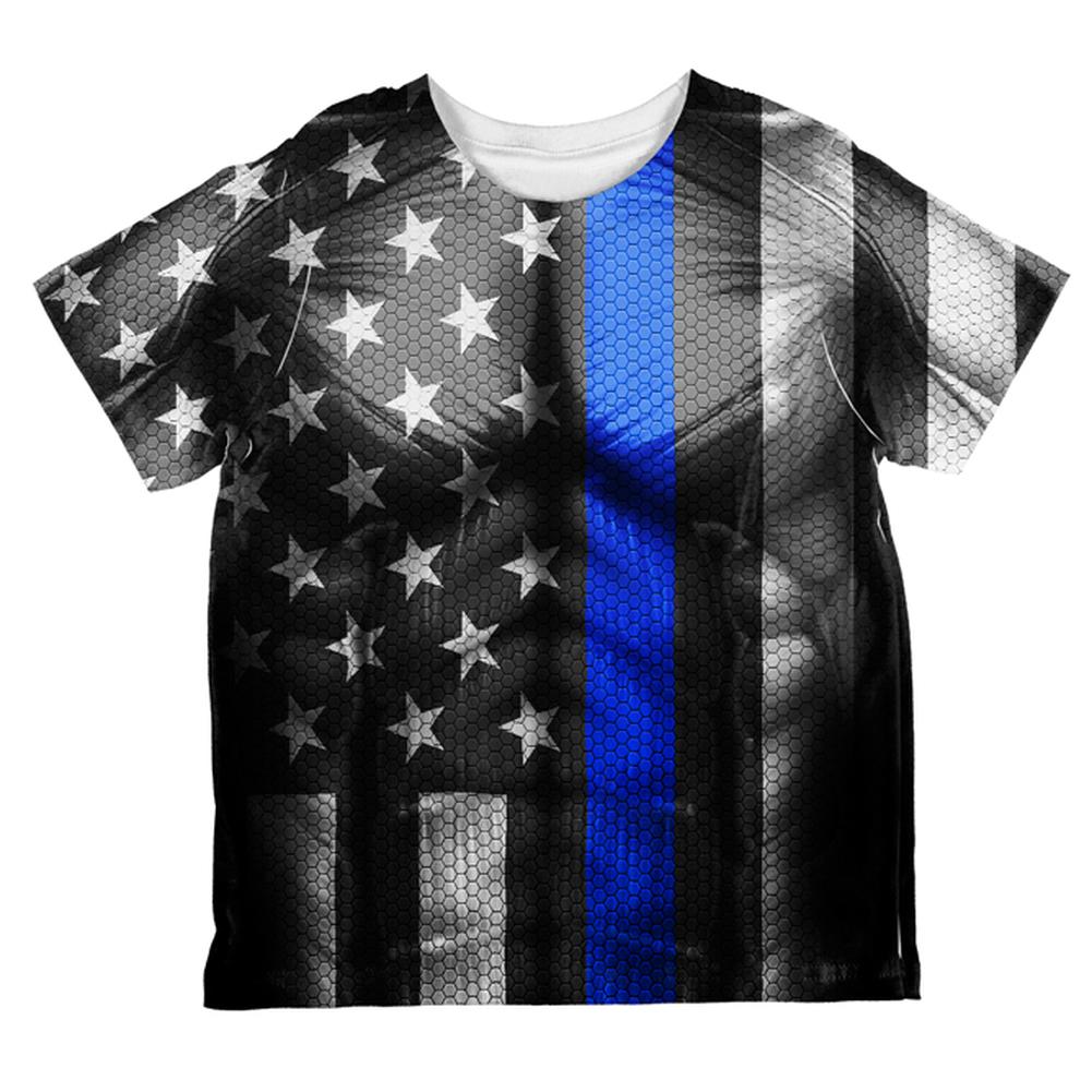 Halloween Thin Blue Line Superhero Costume All Over Toddler T Shirt Toddler T-Shirts Old Glory 2T Multi 