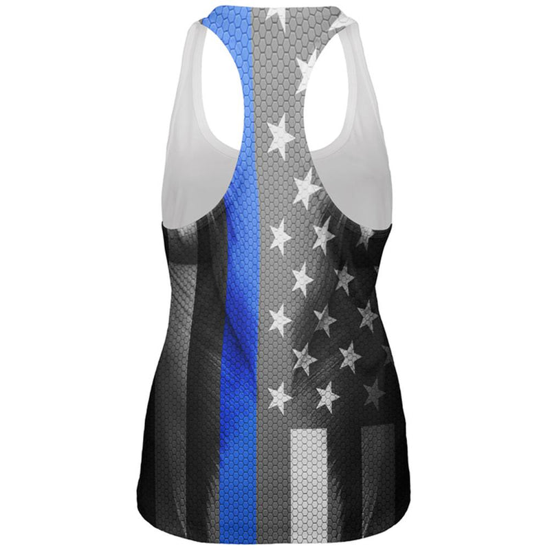 Halloween Thin Blue Line Superhero Costume All Over Womens Work Out Tank Top Women's Tank Tops Old Glory   