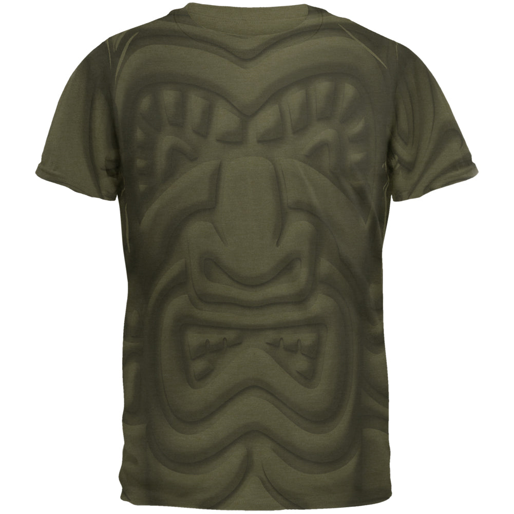 Tiki God Black Face Luau Men's Soft T-Shirt Men's T-Shirts Old Glory 2XL Military Green 