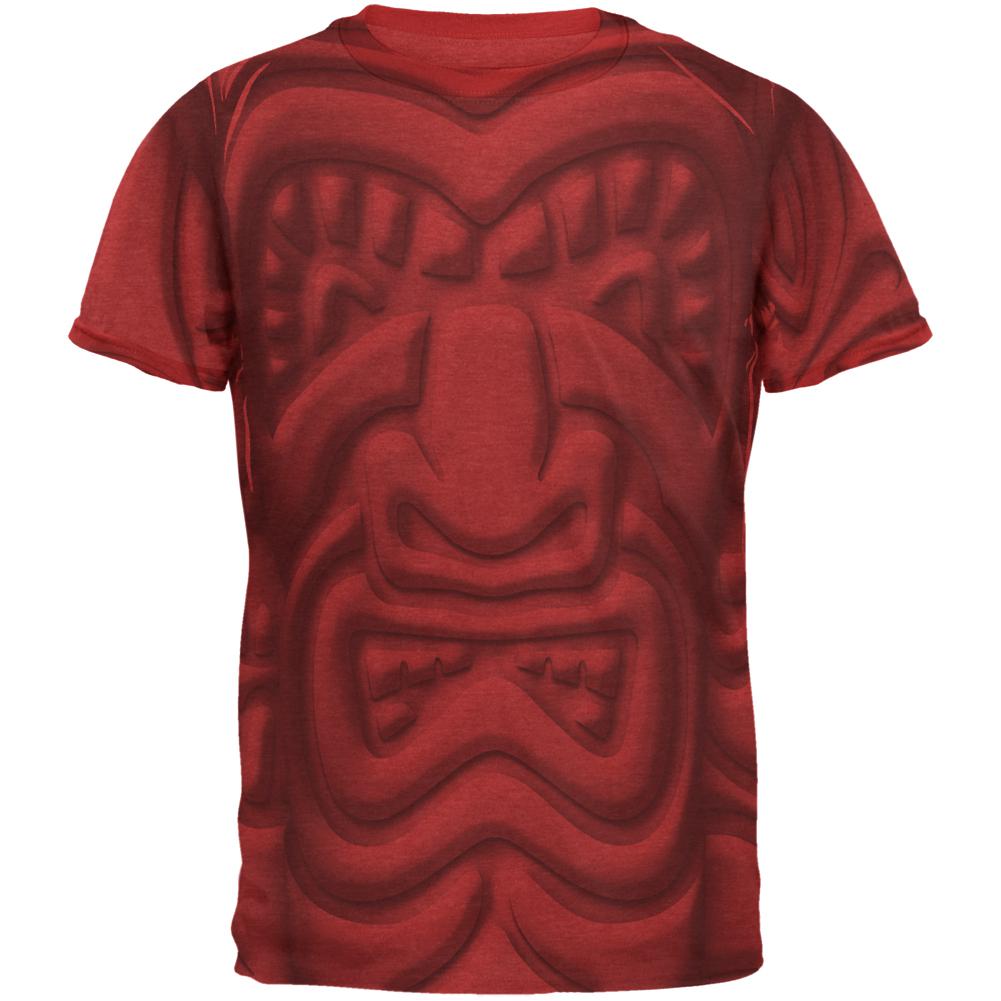 Tiki God Black Face Luau Mens Ringer T Shirt Men's T-Shirts Old Glory 2XL Heather Red-Red 