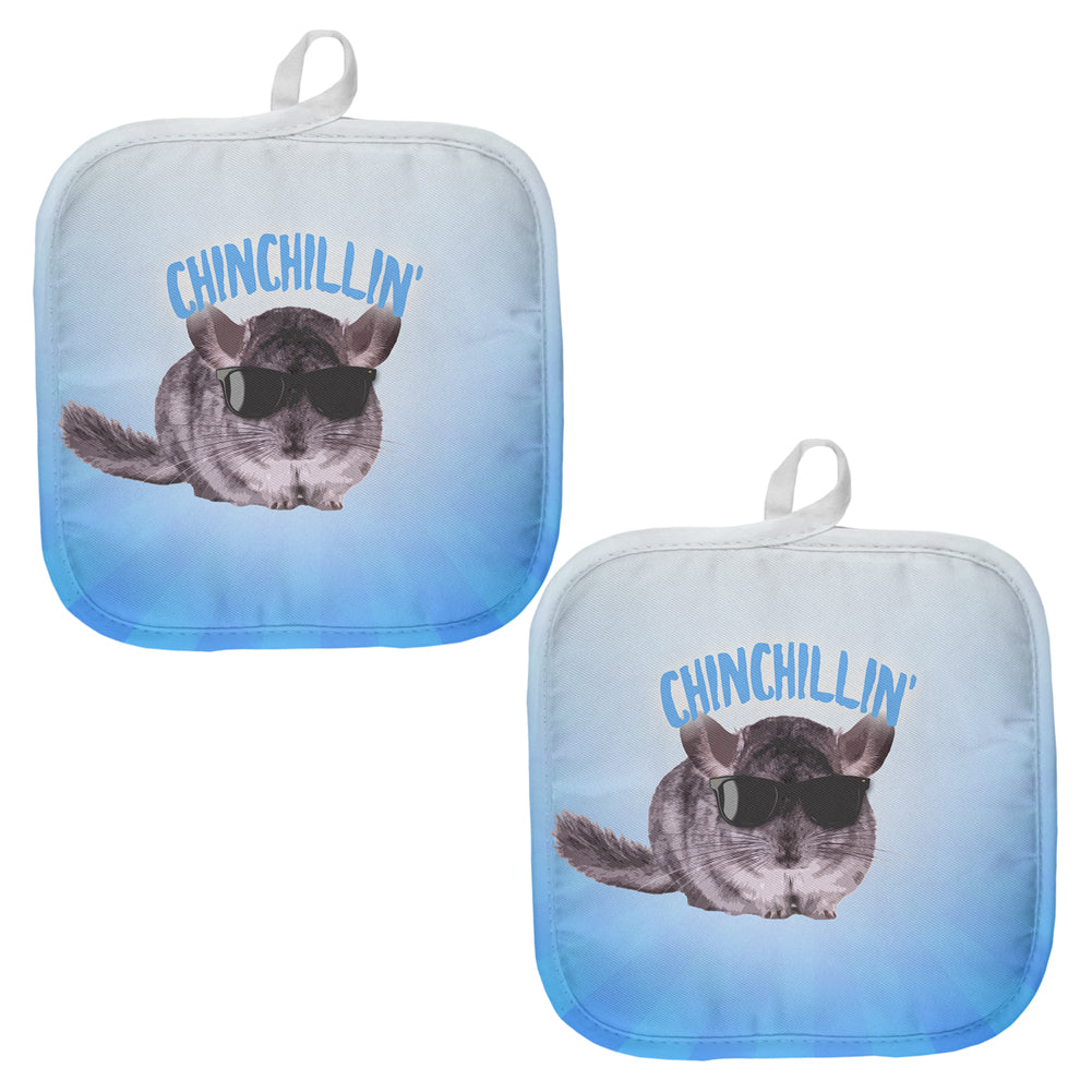 Chinchillin Chinchilla All Over Pot Holder (Set of 2) Pot Holders Old Glory OS Multicolored 