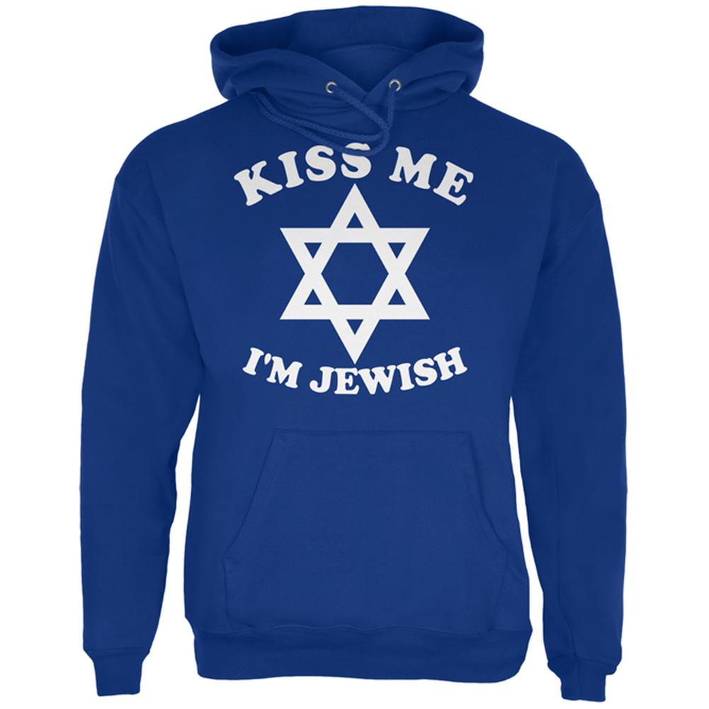 Kiss Me I'm Jewish Mens Hoodie Men's Hoodies Old Glory 2XL Deep Royal 