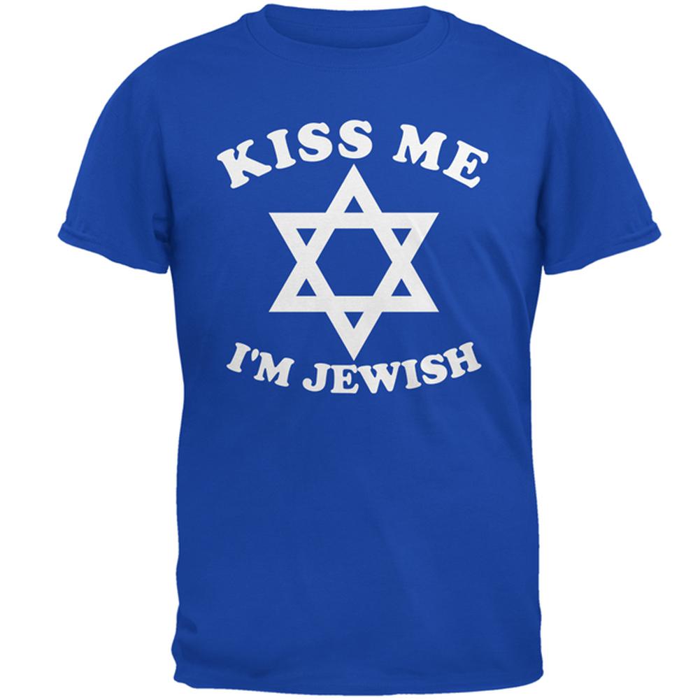 Kiss Me I'm Jewish Mens Soft T Shirt Men's T-Shirts Old Glory 2XL Royal 