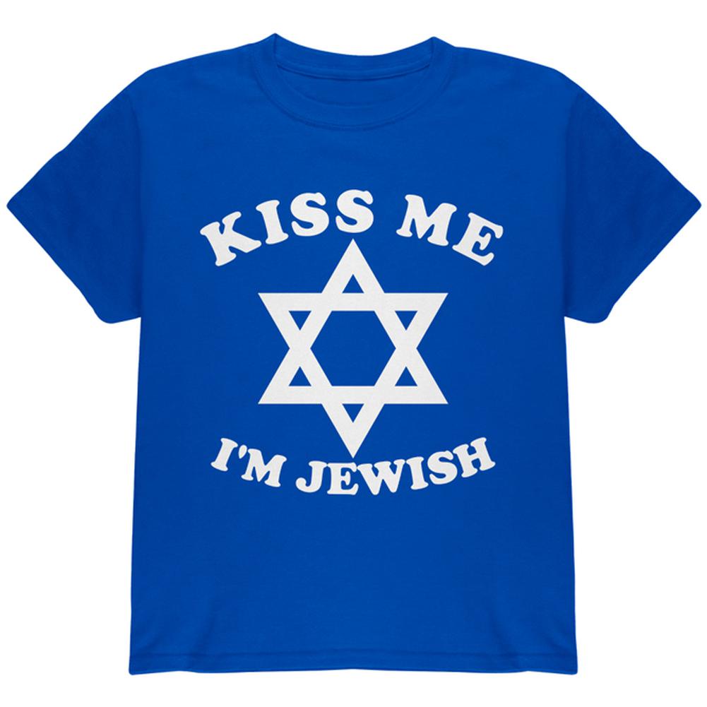 Kiss Me I'm Jewish Youth T Shirt Youth T-Shirts Old Glory LG Royal 