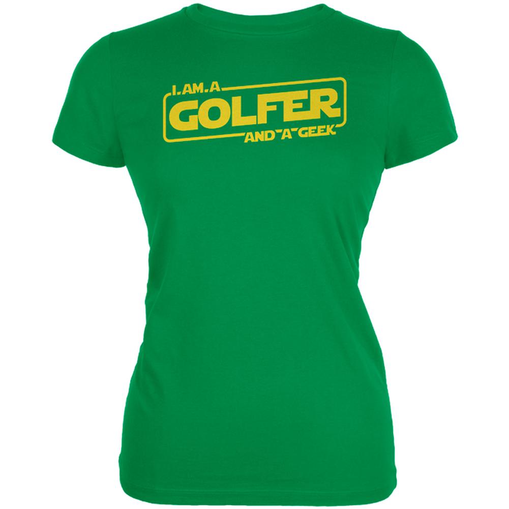 A Golfer and a Geek Juniors Soft T Shirt Juniors T-Shirts Old Glory SM Irish Green 