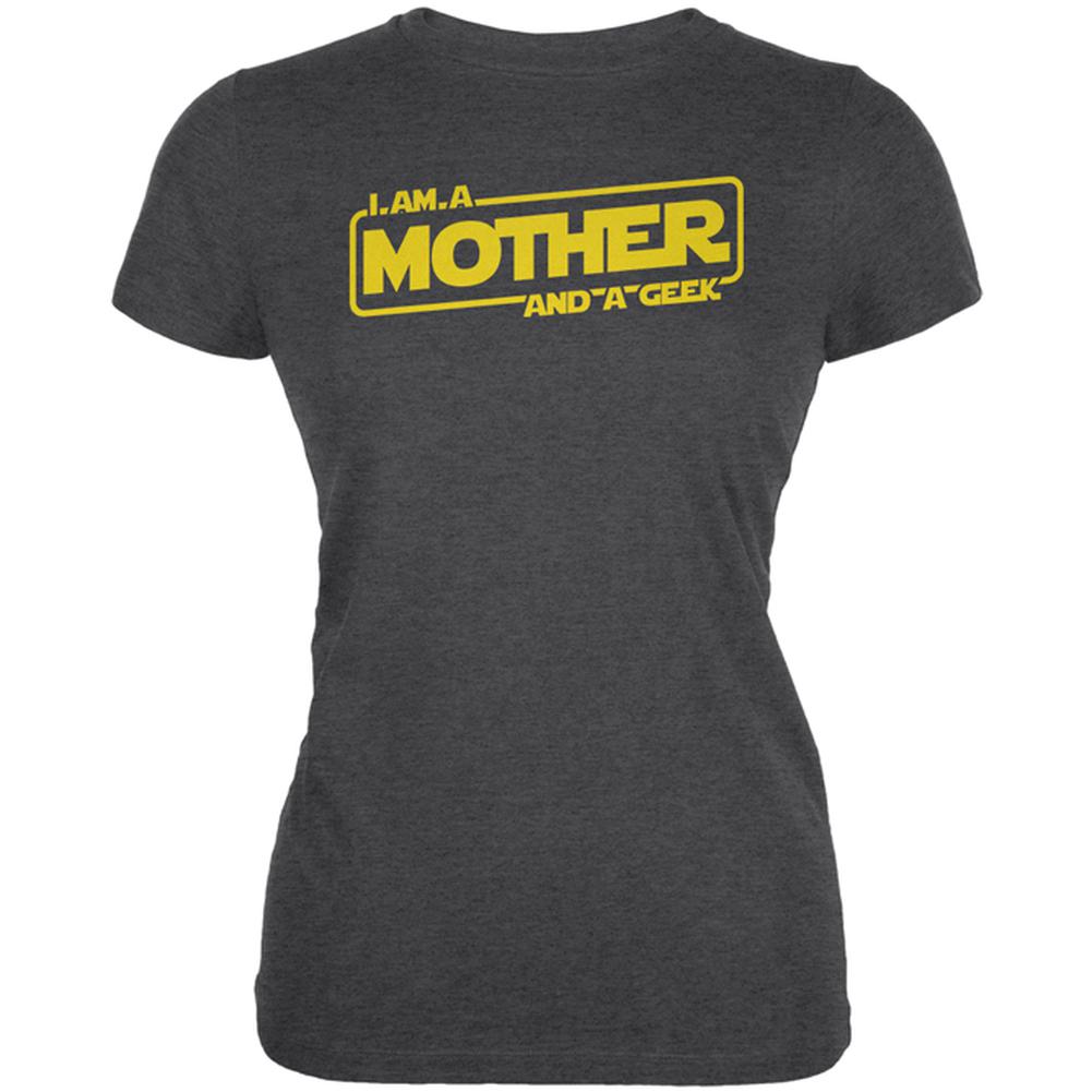 A Mother and a Geek Juniors Soft T Shirt Juniors T-Shirts Old Glory 2XL Deep Heather 