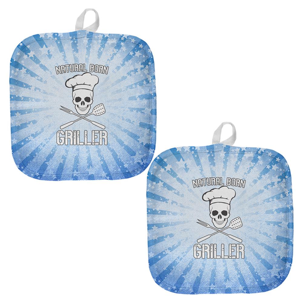 Natural Born Griller Blue All Over Pot Holder (Set of 2) Pot Holders Old Glory OS Multi 