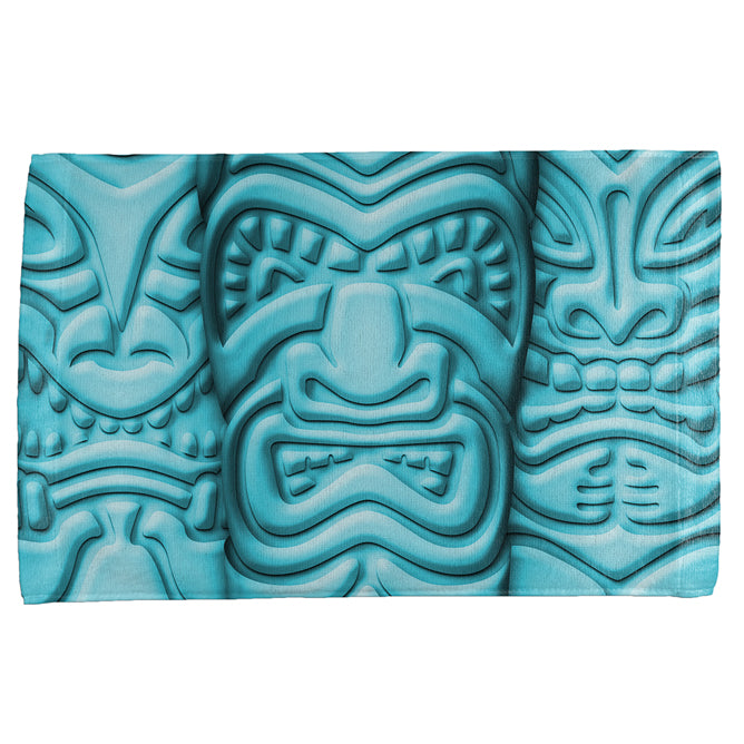 Tiki God Blue Face Luau All Over Bar Hand Towel Hand Towel Old Glory OS Multi 