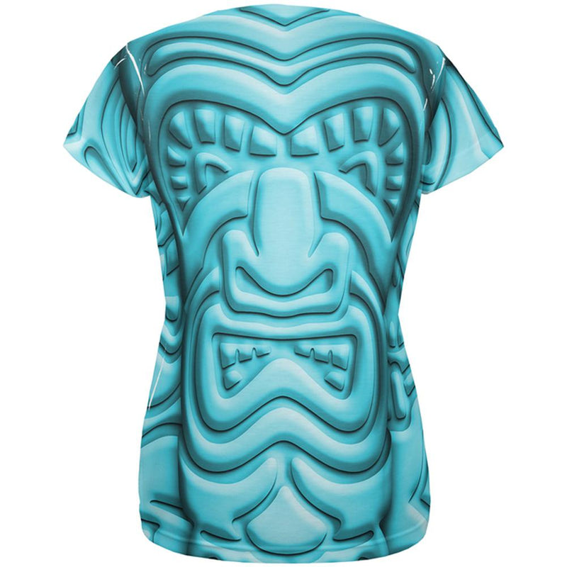 Tiki God Blue Face Luau All Over Womens T Shirt Women's T-Shirts Old Glory   