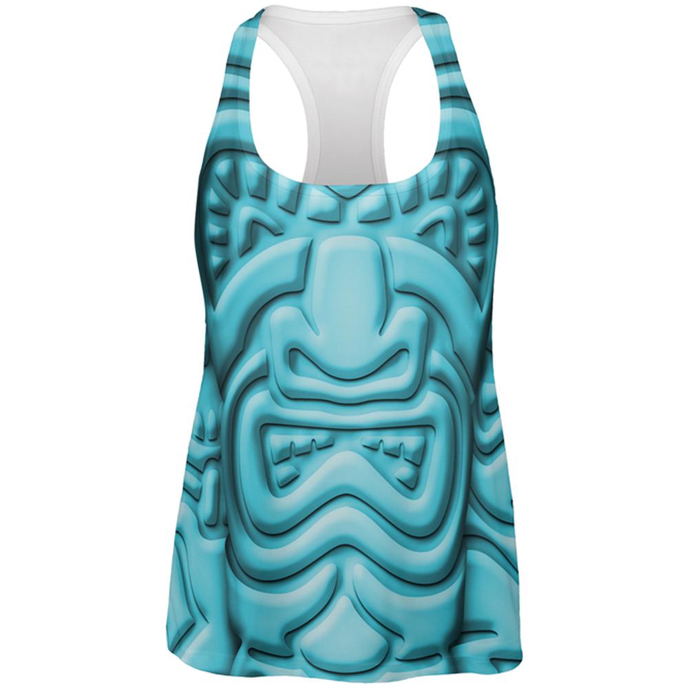 Tiki God Blue Face Luau All Over Womens Work Out Tank Top Women's Tank Tops Old Glory 2XL Multi 