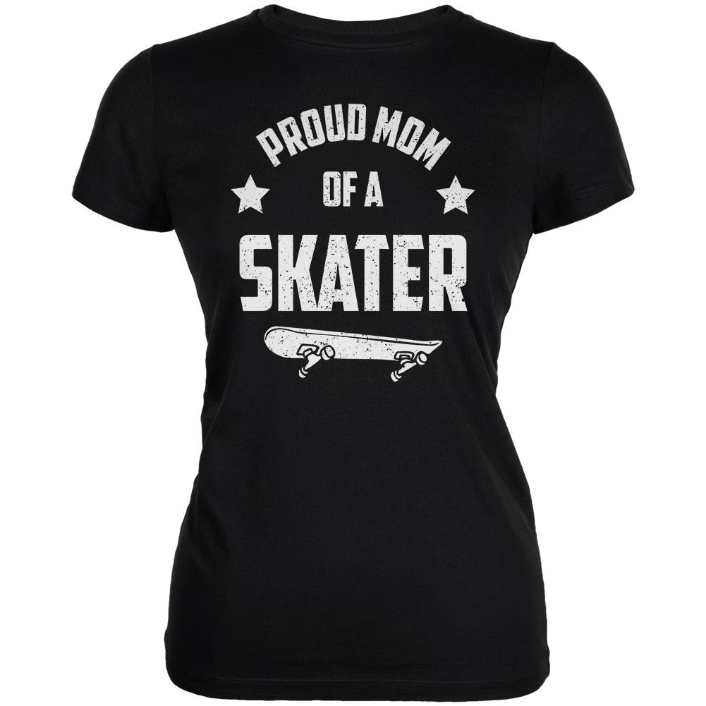 Proud Mom Skater Skateboard Juniors Soft T Shirt Juniors T-Shirts Old Glory 2XL Black 