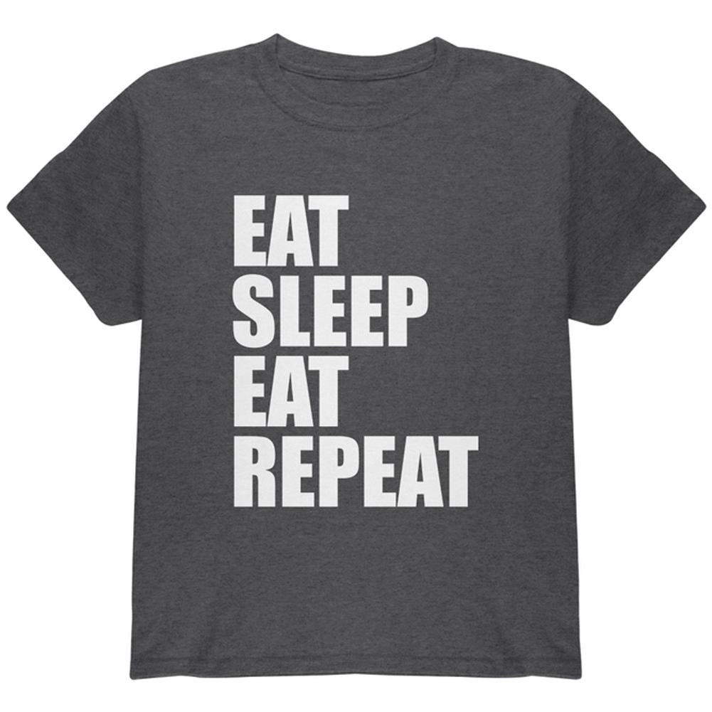 Eat Sleep Eat Repeat Funny Youth T Shirt Youth T-Shirts Old Glory LG Dark Heather 