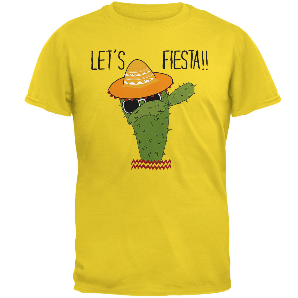 Cinco De Mayo Dabbing Cactus Lets Fiesta Party Mens T Shirt Men's T-Shirts Old Glory 2XL Yellow 