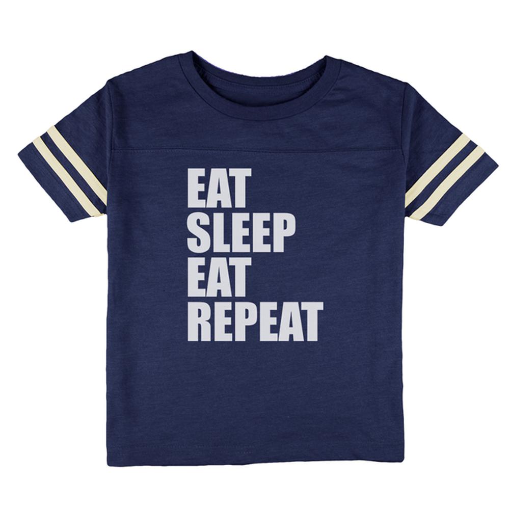 Eat Sleep Eat Repeat Funny Toddler Football T Shirt Toddler T-Shirts Old Glory 2T Heather Royal 